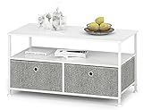 Empfohlenes Material: Durch die Kombination von atmungsaktiven Stoffschubladen mit strapazierfähigem MDF-Oberteil macht der Stahlrahmen den Couchtisch langlebiger. Sicherheit, Umweltschutz und pflegeleicht.
