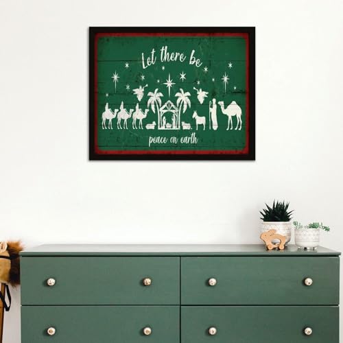Décoration murale pour cabane avec cadre bois rustique et panneau chrétien de Noël