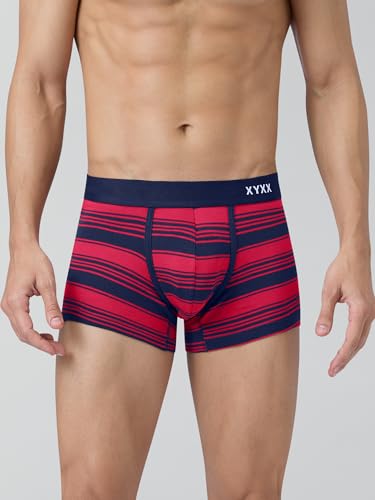 Image of XYXX Men's Streax Super Combed Cotton Regular Fit Striped Trunks with No Marks Waistband