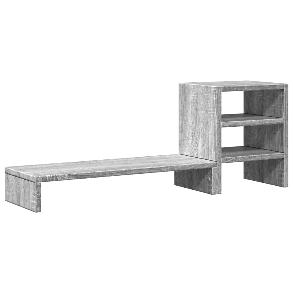 Supporto per monitor con organizer da scrivania, in legno Sonoma, 80 x 20 x 30 cm, rialzo per monitor per ufficio, casa, gaming, postazione di lavoro con spazio e gestione dei cavi