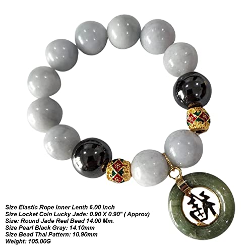 Heavens Tvcz Natural Green Jade Round 14 Mm Gems Healing Energy Real Bracelets Bangle For Women Charms With Pendant Jade Coin Lucky Money Powerful Thai Pendant Prosperity Success #TOP3