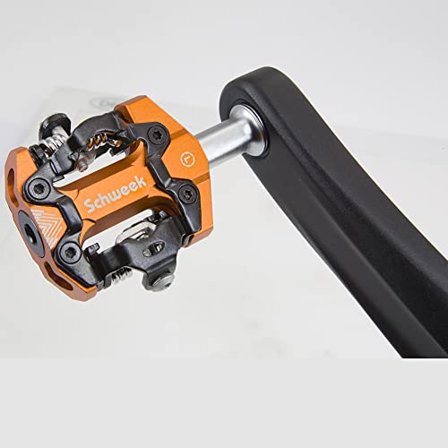 Mtb Mountain Bike Pedals Aluminum Sealed Clipless Pedals Compatible With Spd 9/16" Spd Pedal With Cleat Easy Clip In, Orange #TOP3