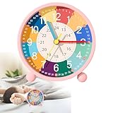 Wecker Kinder Jungen Mädchen, Kinderwecker Ohne Ticken Wecker Analog mit Nachtlicht, Lauter Alarm Reisewecker, Batteriebetrieben Lernwecker für Kinderzimmer Nachttisch Schreibtisch Schlafzimmer (Rosa)