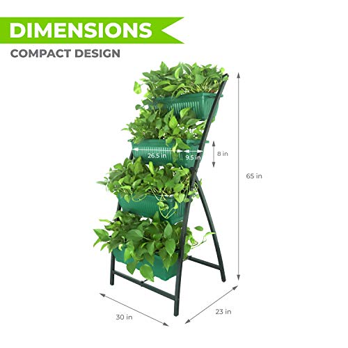 Semblis Vertical Planter Raised Garden Bed With Extra Gardening Gloves - 6Ft Standing Tiered - 4 Box Planters - Free-Standing - Grow Herbs Vegetables Lettuce Strawberry (Terracotta) #TOP3