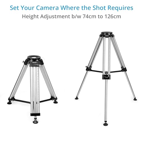 PROAIM Mitchell Heavy-Duty Camera Tripod Stand for Slider, Jib & Geared Heads. 28.8 to 49.2\" Height Range. Payload - 400kg / 882lb. Includes Leg Locking Pins, Mid-Level Spreader
