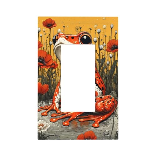 Decorative Outlet Covers Big Orange Frog Red Floral Wildflower 1 Gang Single Decora Gfci Device Light Switch Covers Plate 1 Rocker Wall Plate Jumbo Faceplate