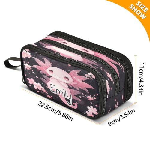 Image of ALAZA Custom Axolotl Large Pencil Case Personalized Name Pen Pouch