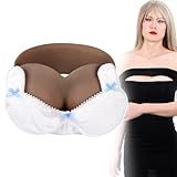 Funxzior Strapless Breast Plates Crossdresser Silicone Filled Breastplate Tube Top Fake Boob False Breasts for Trans Women D Cup M Size Gel Filler, Light Black