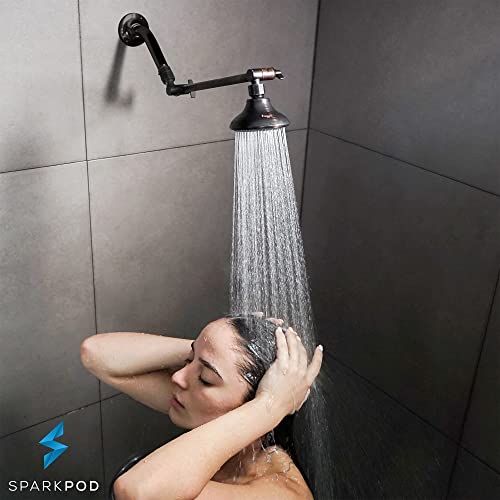 Sparkpod High Pressure 3-Function Rain Shower Head - Luxury Modern Look - 3.75" Wide Angle Rainfall Showerhead - No Hassle Tool-Less 1-Min Installation (Vintage Oil-Rubbed Bronze) #TOP6