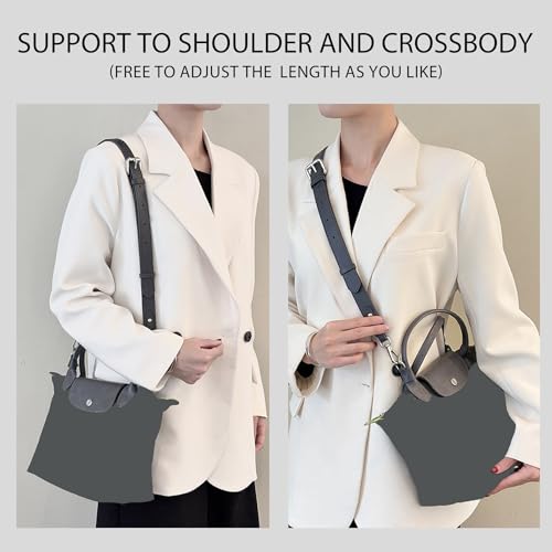 Image of 4 Buckles Purse Strap Replacement Compatible with Longchamp S /M Bag, Anti-Slip Leather Bag Straps Conversion Kit, Handbags Crossbody Shoulder Strap Adjustable for Women(Graphite Gray)