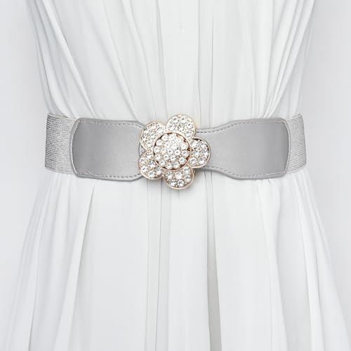 Women’s Waist Belts Elastic Stretch with Rhinestone Buckle4