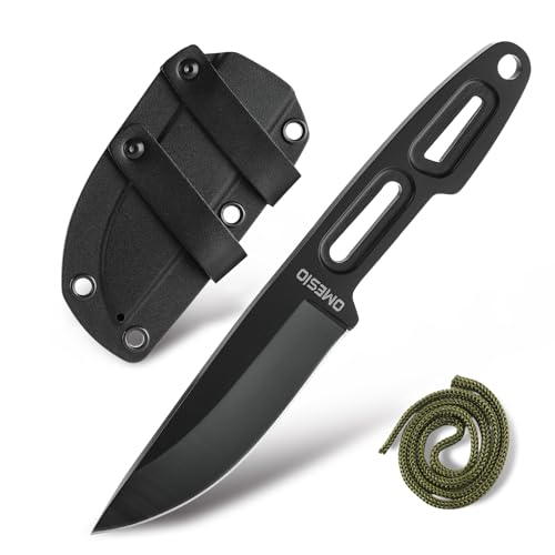 Omesio Small EDC Fixed Blade Knife with Sheath & Lanyard, 3.14