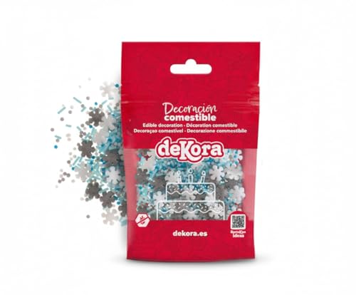 dekora – Sprinkles de Natal 100g, confete de açúcar comestível em blister, decorações doces em forma de flocos de neve e bolinhas, bolos, bolachas e cupcakes
