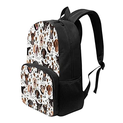 Girls Large School Golden Retriever Beagle Puppy Dogs Print Backpack Kids Breathable Padded Back Durable Lightweight Bookbag 17 Inch Elementary Student Children Boys School Daypack with Front Pocket3