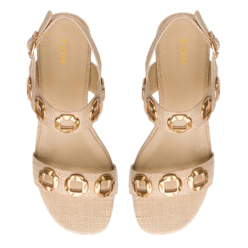 YDN Women's Fashion Open Toe Sandals Chunky Block Dressy Low Heels Backstrap with Buckle Fancy Summer Daily Shoes Size 4-16 US3