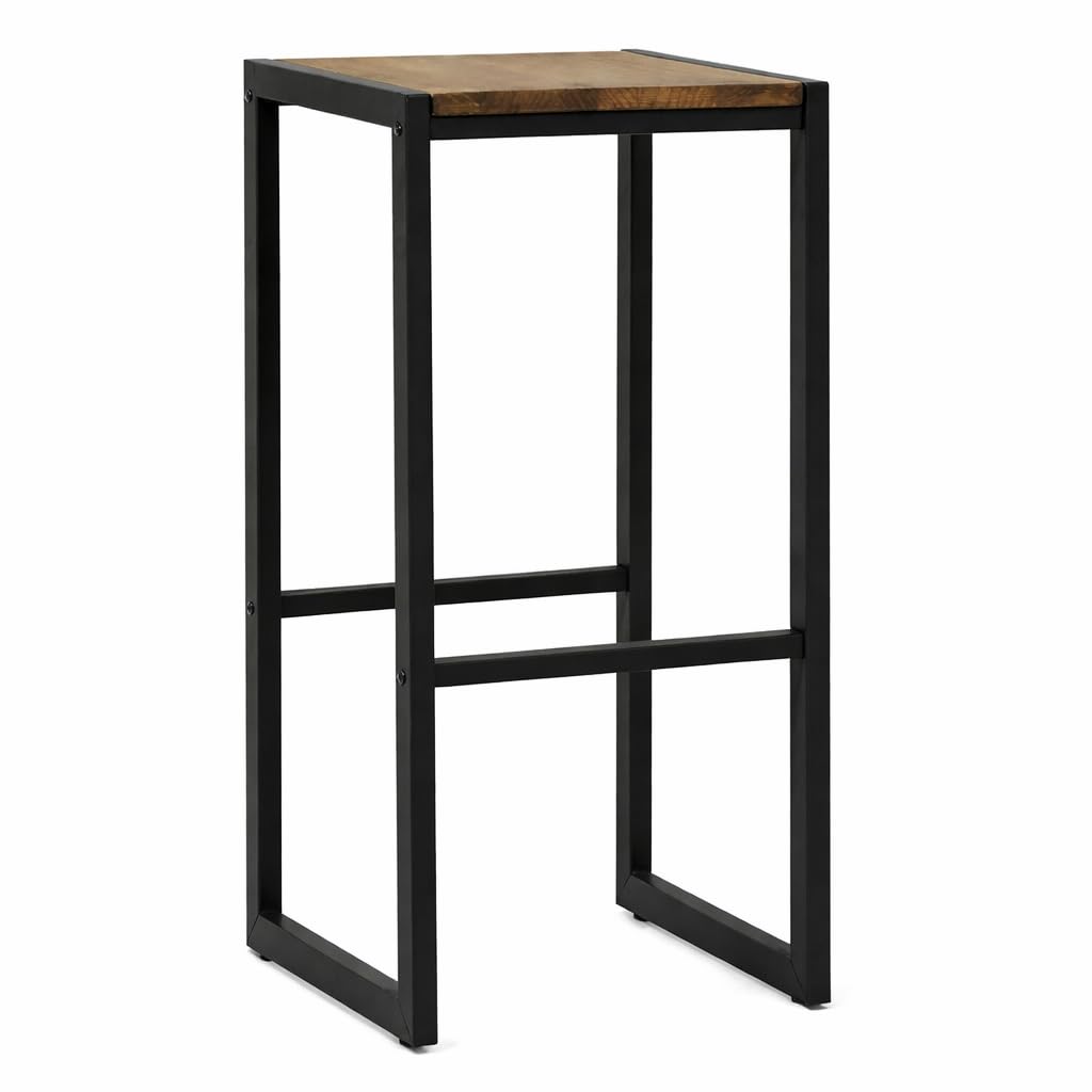 58552 Bar Stool/Breakfast Stool/High Stool Modern Shape Seat Metal Structure and Wooden Seat -Coffee Shop -Kitchen - Restaurant -Bar - Home Etc. Metal Bar Chair - Black-image-18