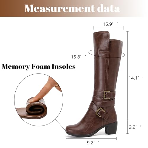 Women's Knee High Boots with Chunky Heel, Pointed Toe, Comfortable and Fashionable for Fall and Winter Wear for Women.4