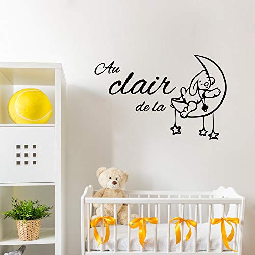 Gadgets Wrap Vinyl Cartoon Cute France Baby Decoration Au Clair De La Lune Wall Sticker (60 Cm X 5 Cm, Multicolor)