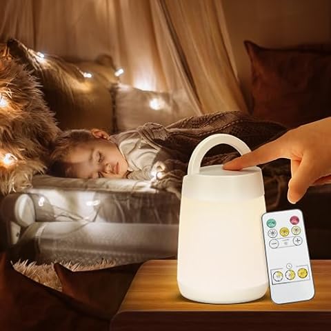 Night Light for Kids, Rechargeable Touch Sensor Night Light for Breastfeeding,Dimmable LED Lamp with Memory Function, Portable Design, Night Light for Sleep Aid and Nursery, Remote Control Included Cover