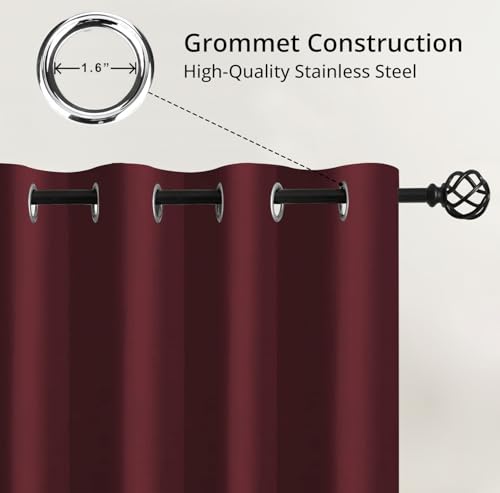 Image of Cloth Fusion 90% Blackout Door Curtains 9 Feet Long Set of 2, Room Darkening Parda with Stainless Steel Grommets for Home Decor (9x4 Feet, Mulberry)