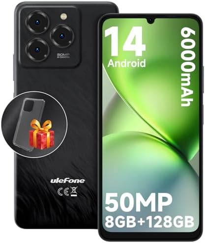 Ulefone Note 20 Pro Unlocked Cell Phones, Android 14 OS, Up to 8GB RAM+128GB ROM 1TB Extension, 6.75” HD+ 90Hz Screen 6000mAh Battery Smartphone, 50MP Main Camera, Octa Core 4G Dual SIM Phone Black