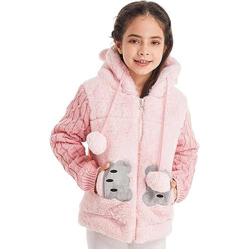 YiZYiF Kids Girls Winter Coat Zipper Warm Fur Animal Ear Hooded Jacket Coats Hoodies Snowsuit Outerwear