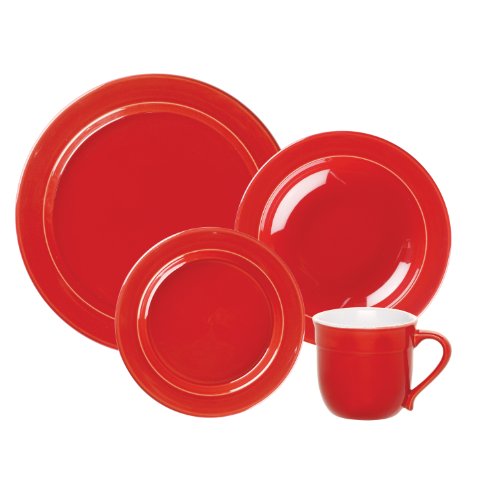 Emile Henry Juego de vajilla de 4 piezas, Cerise