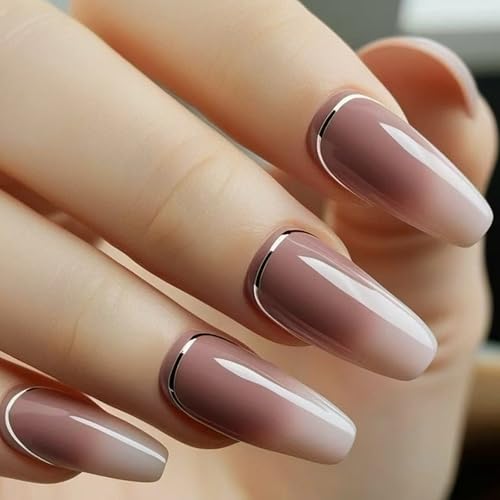 24pcs Coffin Press On Nails Ballerinas Omber Fake NailŝzU