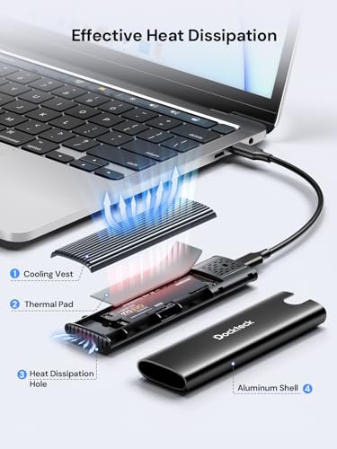 Image of dockteck M.2 NVMe SATA SSD Enclosure Tool-Free 10Gbps USB 3.2 Gen 2 External SSD Reader Case for SSDs 2230 /2242 /2260 /2280, Supports M-Key /B+M Key and UASP (Black)