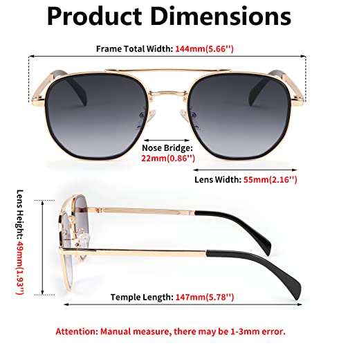Image of FEISEDY Women Men Square Aviator Sunglasses Gradient Lens Retro Small Metal Shades B2953