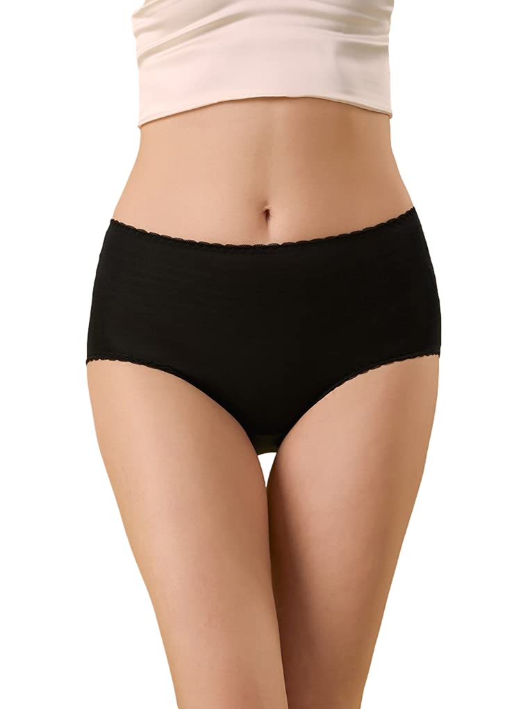 Joyunii Women's Panties 100% Silk Briefs High Waist Knickers Antibacterial Hipsters Breathable Slip