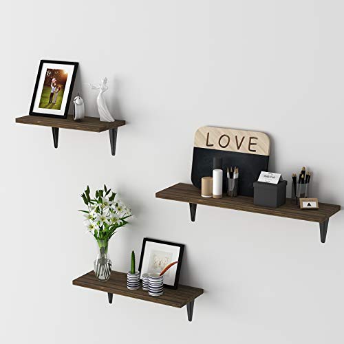 Bameos Floating Shelves, Rustic Wood Bamboo Wall Storage Shelves, Wall Mounted Shelf Organizer Set Of 3 For Living Room, Bedroom, Kitchen, Bathroom, Office #TOP5