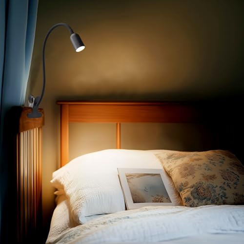 da LIGHT Leselampe Bett Klemme, LED Schreibtischlampe Klemmbar mit 3 Farbtemperaturen, Dimmbare Klemmlampe Bett, USB Tischlampe mit Kabel Schwarz für Studieren Lesen Arbeiten