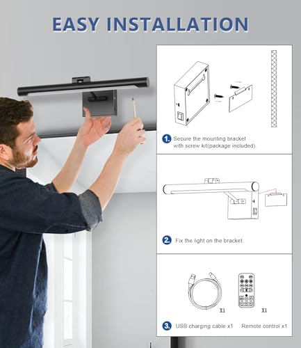 Joosenhouse Luz de imagem operada por bateria, luz de arte recarregável, luz de galeria sem fio, com