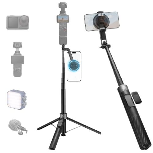 K&F CONCEPT 3-in-1 72" Selfie Stick for iPhone, for Content Creator | Clip & Magnetic, Remote, 1s Open & Close, Compatible with iPhone 18-12 Osmo Pocket 4/3 Luna Ultra, X97C6