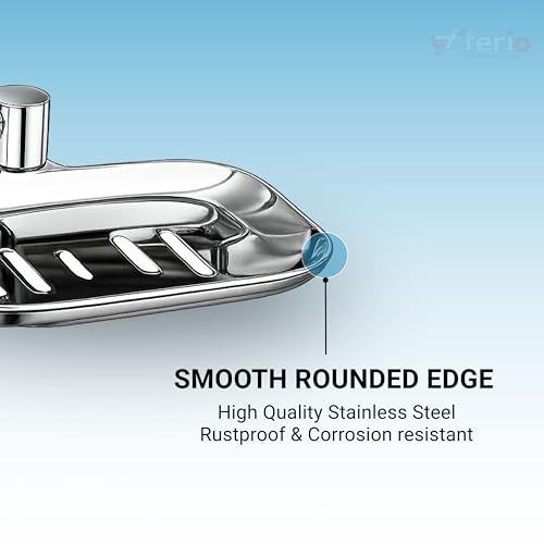 Image of FERIO Stainless Steel Double soap Stand for Bathroom | soap Holder | soap Box for Bathroom | soap Cases for Bath Room | Chrome Finish (Pack of 1)