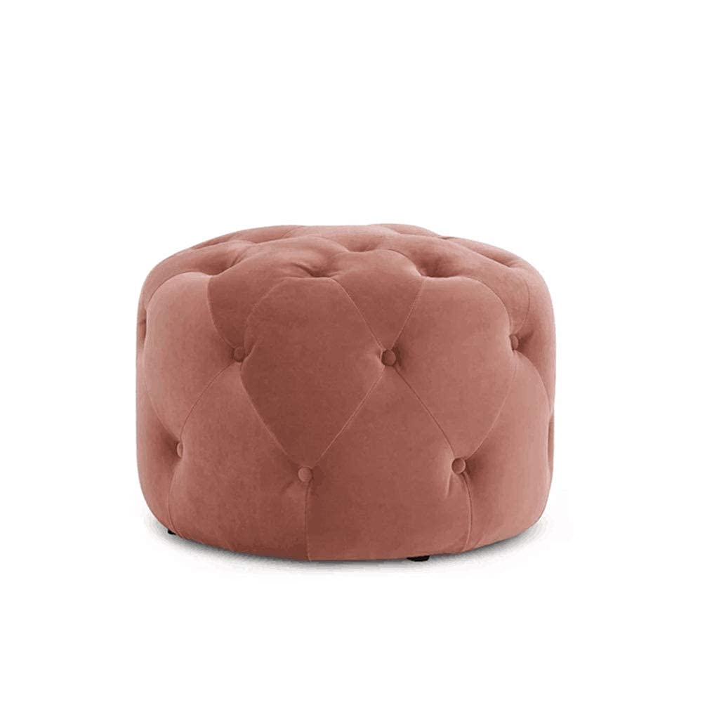 Repose-pieds ottoman rond rose avec housse éponge pour salon