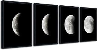 Wieco Art Framed Wall Art Modern Giclee Canvas Prints Artwork Abstract Space Black and White Pictures to Photo Paintings on Canvas Wall Art for Home Office Decorations Wall Decor