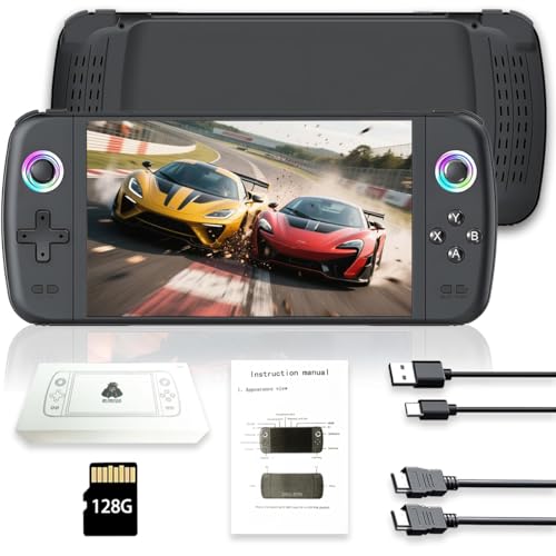 New M27 Handheld Game Console,Built-in 128G with 30000 games,Linux System,7-inch big IPS Screen,Portable Pocket Mini Arcade,HD Output (Black,128G)