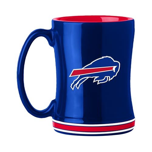 FANMATS NFL Buffalo Bills 14 oz Relief Coffee Mug 14 Fluid Ounces | Ceramic | Sculpted 3D Logo | Team Color | Great Gift
