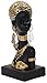 Lescafita African Lady Bust Sculpture with Golden Headwrap – Resin Figurine with Earrings and Necklace, Modern African Woman Statue for Home Decor and Cultural Gift