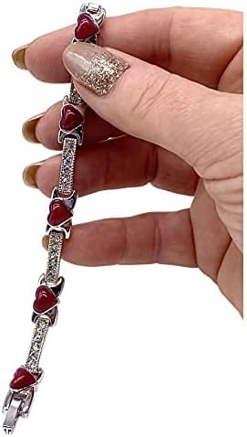 Magnetic Bracelet For Women - Natural Red Agate Gem Stone Hearts Design. - Fits Wrist Up To 18.5cm - Supplied With Jewellery Gift Box - Image 4