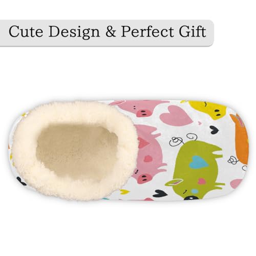 Cartoon Animal Piggy Slippers for Women Slipper Socks Soft Fuzzy House Slippers Shoes for Indoor Bedroom, Winter Cozy Christmas Gifts3