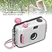 35 mm Disposable Film Camera, Retro One Time Use Film Camera with 28MM F/9 Lens, Reusable Lightweight Vintage Cam for Kids (White Pink)