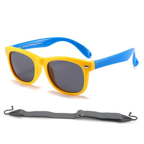 Polarized Baby Sunglasses for Toddler Boys Girls TPEE Flexible Frame with Strap Age 0-33