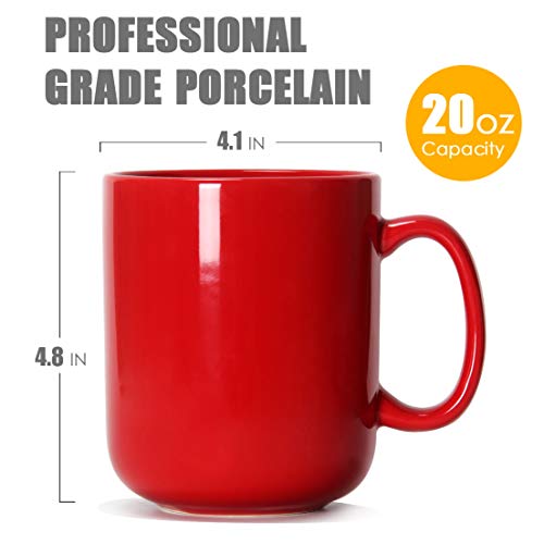 Smilatte 20 Oz Large Coffee Mug, M016 Plain Ceramic Boss Big Tea Cup With Handle For Dad Men, Red #TOP2