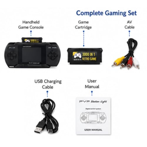 Image of TMG Handheld Game Light 3000- 8 Bit Video Game Console for Kids Boys with Free 2 Games Cassette,Christmas and Birthday Gifts. (Black)