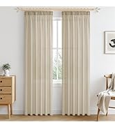 Perdele MRTREES cu bandă încrețită, perdele transparente bej, scurte, transparente, 225x140cm (ÎxL), bucle...