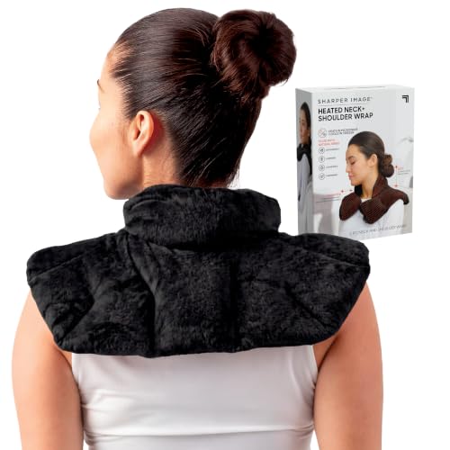 Image of Sharper Image Heated Neck & Shoulder Wrap - Microwavable Warm & Cooling Plush Pad, Scented Aromatherapy (100% Natural Lavender & Herb Spa Blend), Pain Tension Headache Relief Therapy, Gift for Women