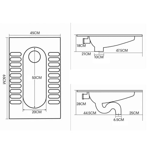 Premium Squat Toilet Set, 304 Stainless Steel, Odorless, Complete with Tank for Public Bathrooms,E,B miniatura 4